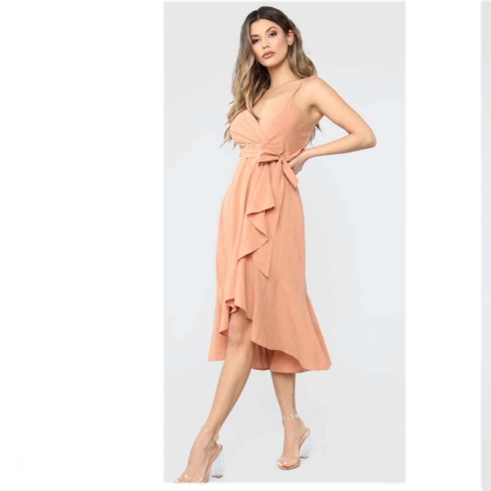 New Fashion Nova mauve hi low ruffle dress size Large